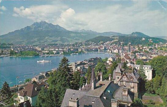 Schweiz Luzern mit Pilatus Real Photo