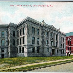 c1910s Des Moines, IA West High School Stone Nice Architecture AC Bosselman A210