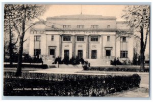 Elizabeth New Jersey Postcard Masonic Temple Exterior View 1940 Mayrose Unposted