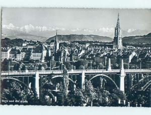 old rppc BRIDGE AND BUILDINGS Bern - Berne - Berner Alpen Switzerland HM1991@