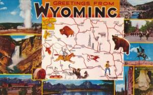 Greetings From Wyoming With Map