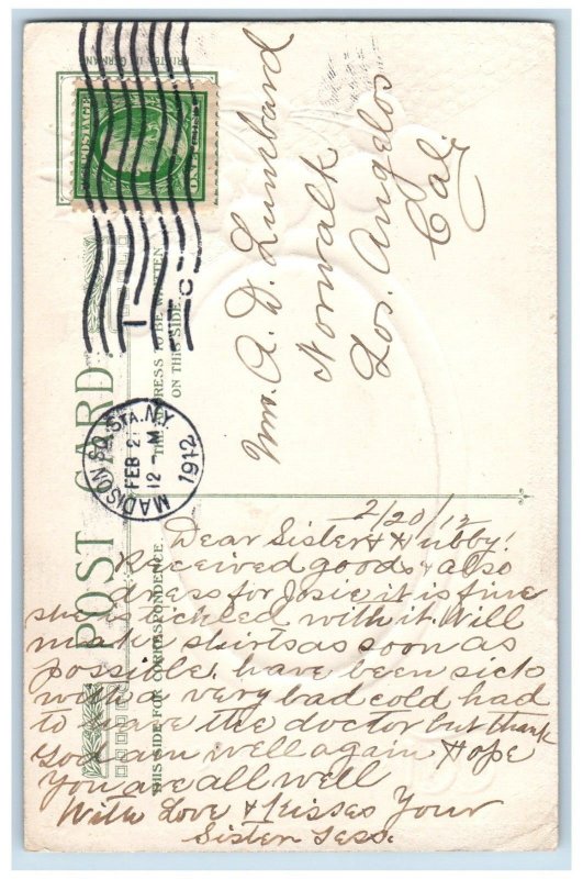 Los Angeles CA Postcard George Washington Berries Winsch Back Embossed Antique