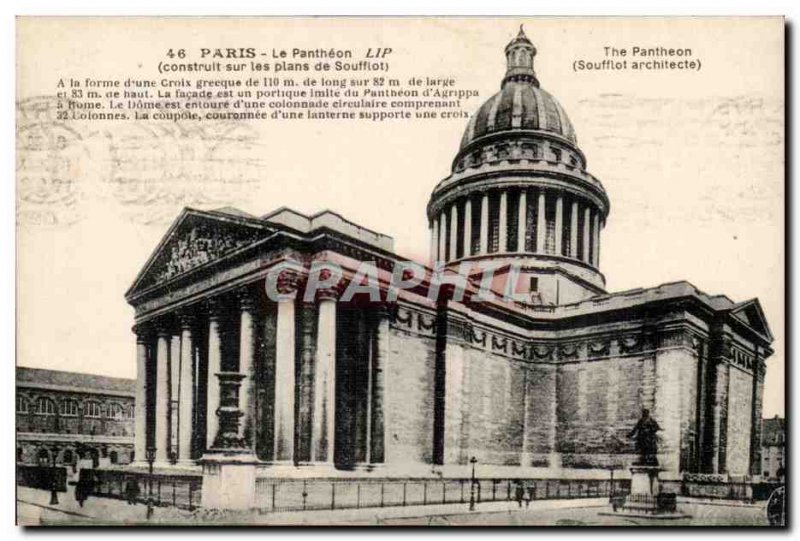 Paris - 5 - Pantheon built on the plans of Soufflot - Old Postcard