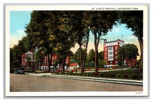 St Luke Hospital Davenport Iowa IA UNP Linen Postcard N24