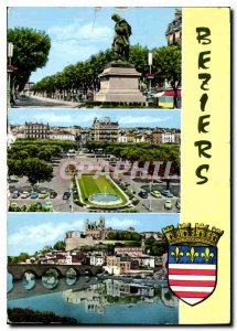 Modern Postcard Beziers Herault Riquet Statue Square Citadel Cathedrale St Na...