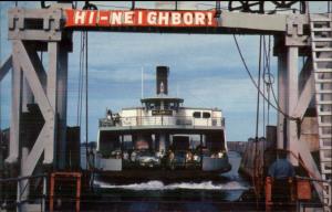 Jamestown Ferry Boat Arriving at Newport RI c1950 Postcard