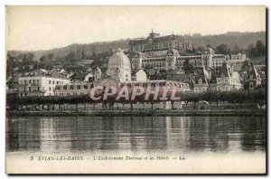 Old Postcard Evian Les Bains L Etabassement and Thermal Hotels