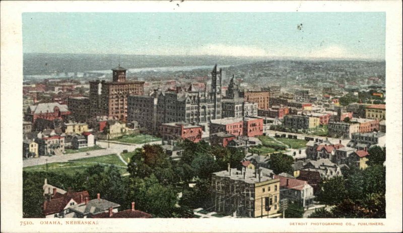 Omaha Nebraska NE Birdseye View 7510 Detroit Publishing c1910 Postcard