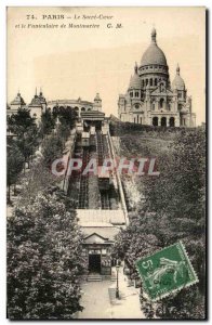 Old Postcard Paris The Sacre Coeur and Montmartre Funicular