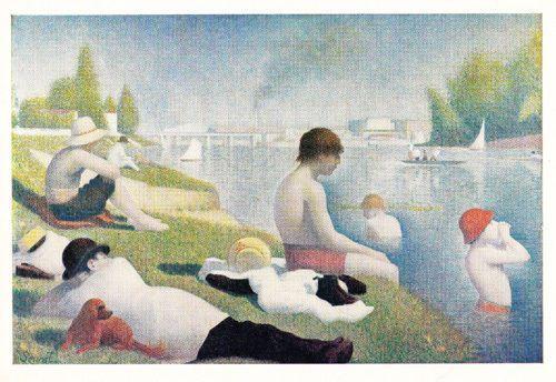 Georges Pierre Seurat Une Baignade French London Art Gallery Painting Postcard