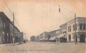 FRONT STREET LOOKING WEST MOMENCE ILLINOIS POSTCARD 1911
