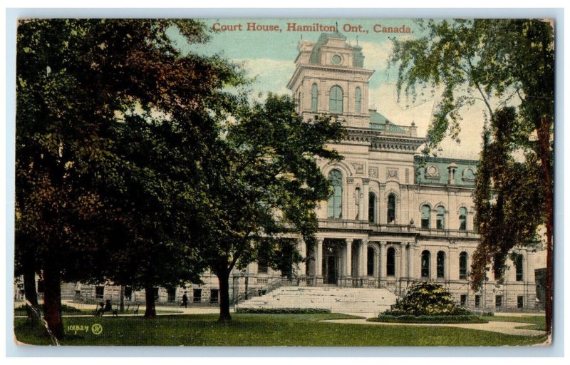 1921 Front View of Court House Hamilton Ontario Canada Posted Antique Postcard