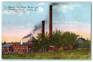 1914 Aurora City Water Works and Pumping Station Aurora Illinois IL Postcard