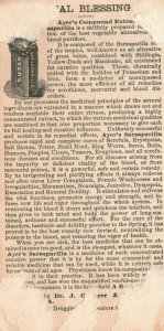 1880s-90s Ayer's Sarsaparilla Purifies the Blood Stimulates the Vital Functions