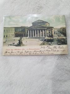 Antique Postcard, Gruss aus Munchen - Kof - & Nationaltheater  Posted 1902