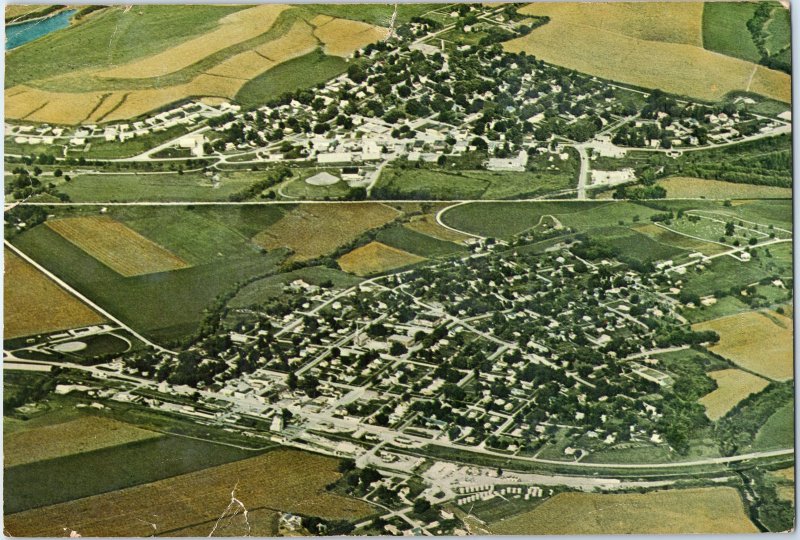 c1970 Neola Minden, IA Iowa Aerial View Farmers Merchants State Park Giant PC 8O