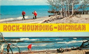 Michigan Rock Hounding 1950s Sermons in Stones Postcard Hiawatha 224858