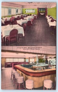 CLEARWATER BEACH, FL Florida ~ PELICAN RESTAURANT c1940s Linen Roadside Postcard