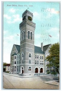 1908 Post Office Exterior Building Street Road Sioux City Iowa Vintage Postcard