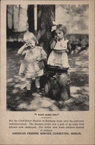 Berlin Germany WWI American Friends Svc Hungry Children Crying Vintage PC