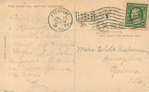 c1909 Printed Postcard; High School, Freeport IL Stephenson County, posted