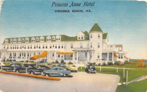 F86/ Virginia Beach Virginia Postcard Lienn Princess Anne Hotel Autos 2