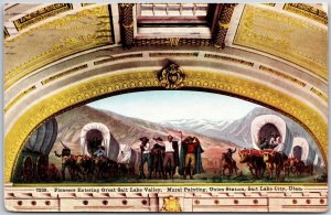 1912 Pioneers Entering Great Salt Lake Valley Utah Mural Paint Posted Postcard