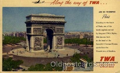 TWA Arc DE Triomphe Paris Airplane, Aviation, Postal Used Unknown postal used...