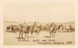 RPPC Elmer, Jack & Jess Hampton, Oregon Ranch Cowboys 1949 Vintage Postcard