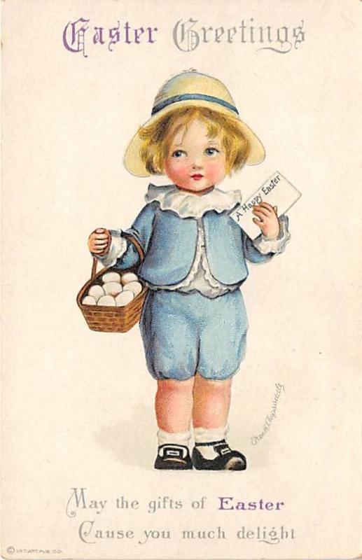 Artist Ellen Clapsaddle Easter Post Card Writing on back