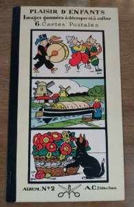 1930s Paris France Children's Activity Book Decoupage Postcard Plaisir D'Enfants