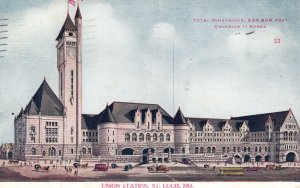 Vintage Postcard 1912 Union Station St. Louis Missouri J.S. Modermott Pub.