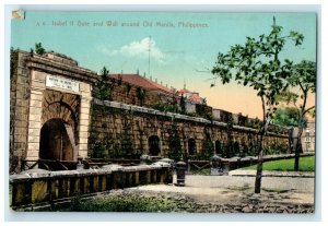 c1910 Isabela II Gate And Wall Around Old Manila Philippines PH Antique Postcard 