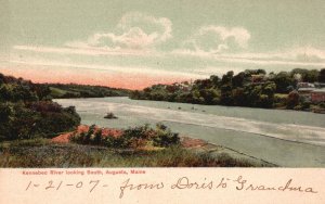 Vintage Postcard Kennebec River Looking South Augusta Maine ME G. W. Morris Pub.