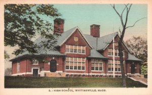 Vintage Postcard 1920's High School Building Whitinsville Massachusetts TG Flagg