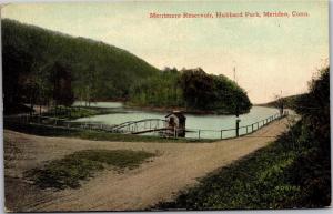 Merrimere Reservoir, Hubbard Park Meriden CT Vintage Postcard L15