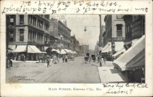 Kansas City MO Main Street Busy Street Scene c1910 Vintage Postcard