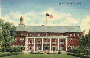 IL, Evanston, Illinois, City Hall, Curteich No. 9B-H1290