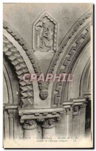 Old Postcard Bayeux Cathedral arches of the nave dating from Roman times