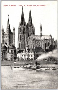 Koln A. Rhein Dom St. Martin Und Stapelhaus Cologne Germany Postcard