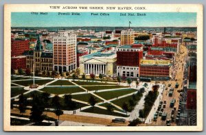 Postcard New Haven CT c1920s View Across the Green City Hall Post Office Powell