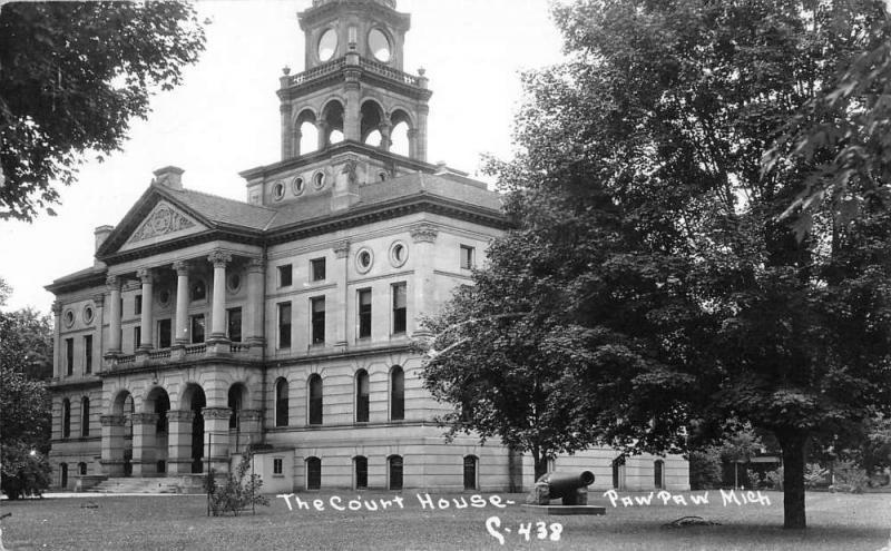 Paw Paw Michigan Court House Real Photo Antique Postcard K64763