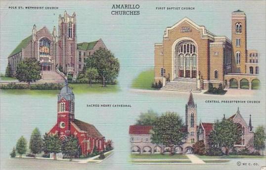 Texas Amarillo Churches Multipes 1947