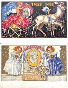 Germany Bavaria Prince Luitpold allegory artist M. Diez 1911 unit of 2 postcards 