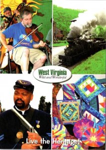 West Virginia, AUGUSTA FESTIVAL FIDDLER~TRAIN~CIVIL WAR RE-ENACTOR 4X6 Postcard