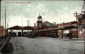East Boston Massachusetts MA North Ferry Station c1910 Vintage Postcard