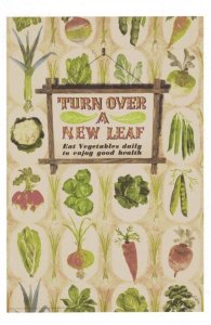 Turn Over A New Leaf Eat Vegetables Daily Military WW2 Postcard