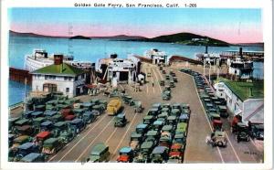 SAN FRANCISCO, CA  CARS Waiting for GOLDEN GATE FERRY   1928   Postcard