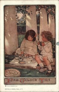Jessie Wilcox Smith Children Tea Party Make Believe c1910 Vintage Postcard