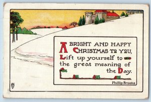 Racine WI Postcard Christmas Message Landscape Phillip Brooks Winter Scene Tuck